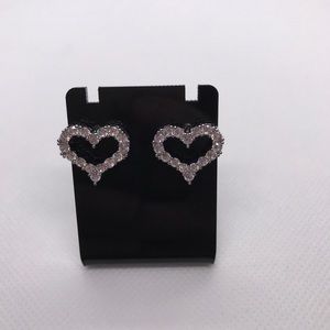 Ear Stud Diamond Earring 925 Sterling Silver Heart Shaped Hollow Earrings